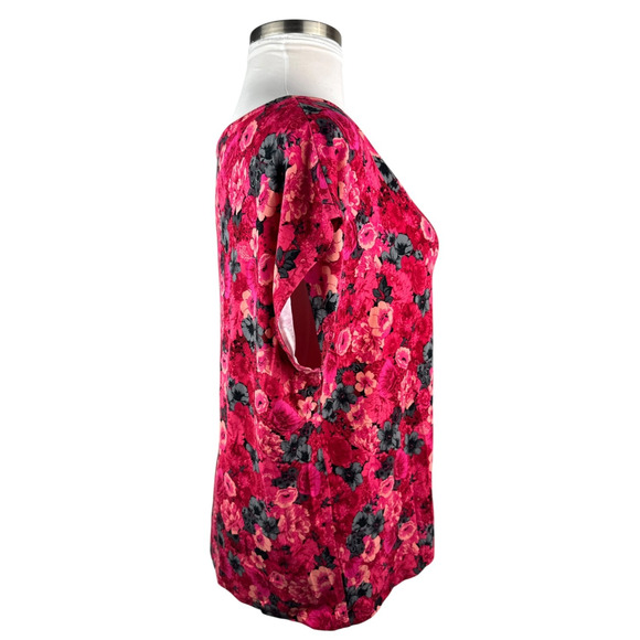 Talbots Floral Cap Sleeve Top Stretchy Knit Scoop Neck 3Xp Plus Size 3X Petite - Picture 5 of 10